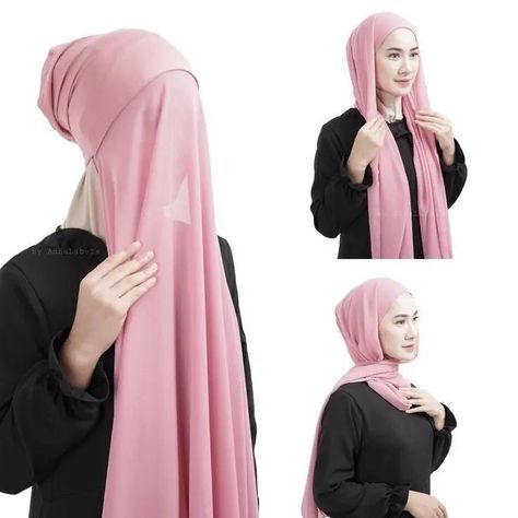 Instant Hijab Style, Hijab Business, Pashmina Inner, Muslim Long Dress, Wear Scarf, Hair Snood, Modest Wardrobe, Hijab Bride, Head Scarf Styles