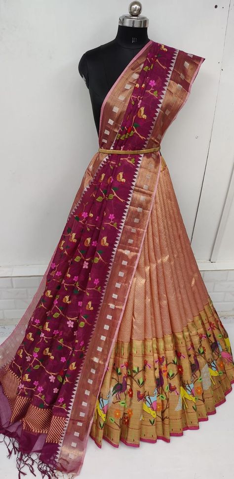 Zari Kota Lehenga, Kota Lehenga, Half Saree Function, Kota Sarees, Saree Blouse Designs Latest, Blouse Designs Latest, Half Saree, Saree Blouse Designs, Saree Blouse