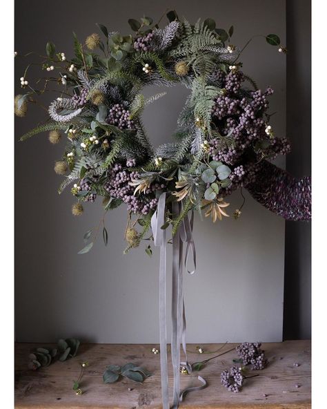 Fox Flowers shared a post on Instagram: “🌚🌲💫🖤 *GIVEAWAY* ! Sick of wreath pics popping up on your feed yet !?! This is the last one from…” • Follow their account to see 380 posts. Making Fall Wreaths, Roses And Dahlias, Faux Wreath, Christmas Greenery, Xmas Wreaths, No Rain, Christmas Tablescapes, Christmas Mood, Beautiful Wreath