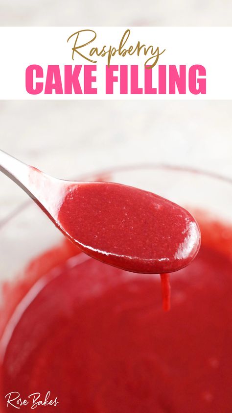 spoonful of raspberry sauce French Vanilla Cake Filling Ideas, Raspberry Filling For Cake, Raspberry Filling Cake, Raspberry Treats, Raspberry Cream Cheese Filling, Raspberry Filled Cupcakes, White Almond Cake, Raspberry Cake Filling, Chocolate Filling For Cake