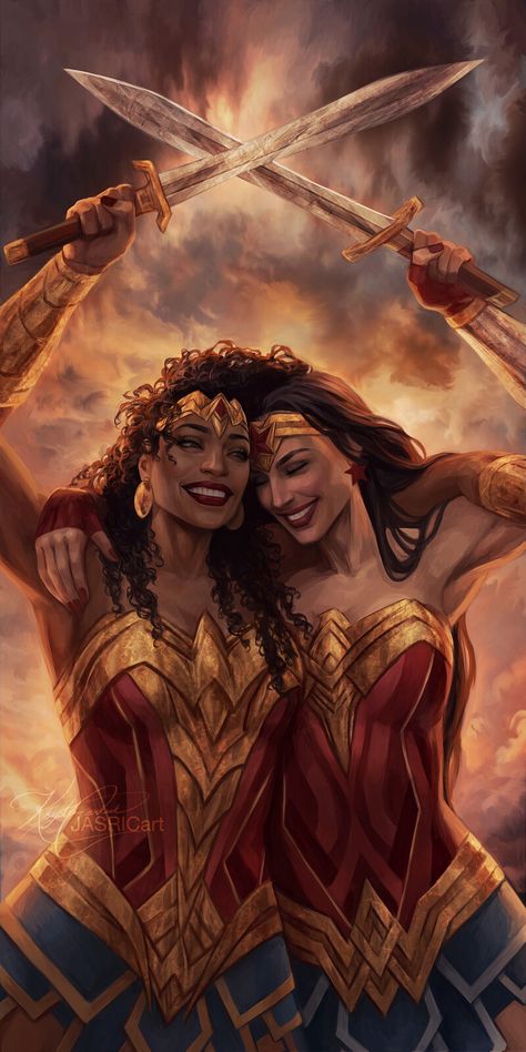 Diana Sisters, Wonder Woman Art, Arte Dc Comics, Bd Comics, Comics Girls, Woman Art, Black Love Art, Dc Comics Art, Girls Cartoon Art