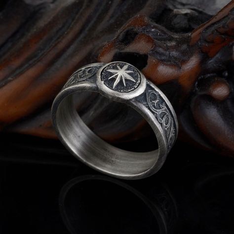 Excited to share the latest addition to my #etsy shop: Silver North Star Man Band Ring, Handmade Signet Ring, Compass Band, Gothic Engagement Mens Ring, Wedding Mens Ring, Unique Man Band https://etsy.me/3N693wS #silver #yes #unisexadults #gothic #mensring #giftforboyf North Star Ring, Unique Mens Rings, Man Band, Man Ring, Mens Rings, Signet Ring Men, Mens Ring, Star Ring, Unique Ring