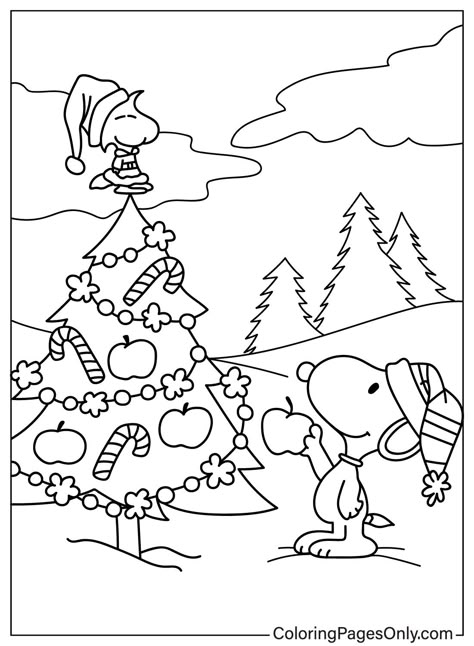 Snoopy Decorating a Christmas Tree Peanuts Christmas Coloring Pages, Charlie Brown Christmas Coloring Pages, Snoopy Christmas Coloring Pages, Snoopy Coloring Pages Free Printable, Charlie Brown Coloring Pages, Charlie Brown Easter, Snoopy Coloring Pages, Snoopy Stickers, Decorating A Christmas Tree