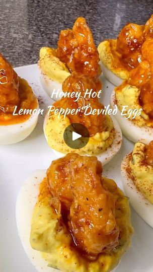 Individual Recipes, Shrimp Deviled Eggs, Lemon Pepper Shrimp, Lemon Pepper Sauce, Honey Shrimp, Sweet Relish, Wing Recipe, Ice Bath, Deviled Eggs Recipe