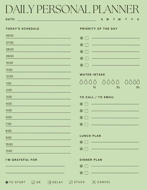 Daily Digital Planner Ideas, Green Planner Template, Green Daily Planner, Pc Shortcuts, Ipad Templates, Spiritual Planner, Student Daily Planner, Green Planner, Personal Daily Planner