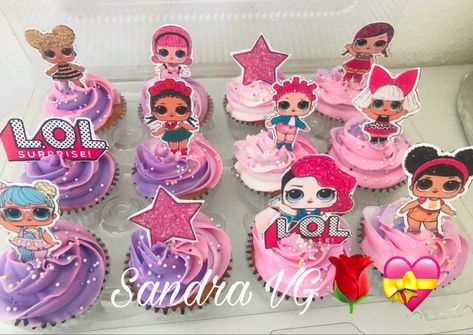 Lol Cupcake Ideas, Lol Cupcake Toppers, Lol Surprise Birthday Cake, Surprise Party Themes, Doll Party Ideas, Lol Party Ideas, Lol Doll Party, Surprise Birthday Cake, Lol Birthday Party