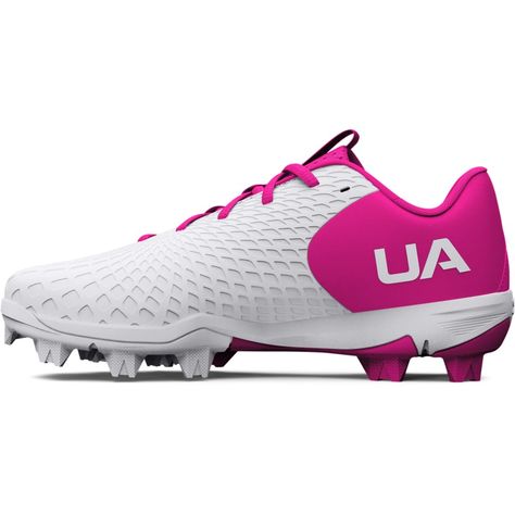 PRICES MAY VARY. Lightweight textile upper & breathable toe box make it fit & feel like a sneaker TPU toe cap provides added durability where you need it Molded heel for added comfort & lockdown Rubber molded cleats provide aggressive traction on all surfaces with a lightweight, comfortable feel Weight: 9.75 oz. Lace type: Standard tie Softball Shoes, Softball Cleats, Girls Softball, Under Armour Girls, Girls Shoes Kids, Kids Luggage, Under Armour Women, Pharmacy Gifts, Softball