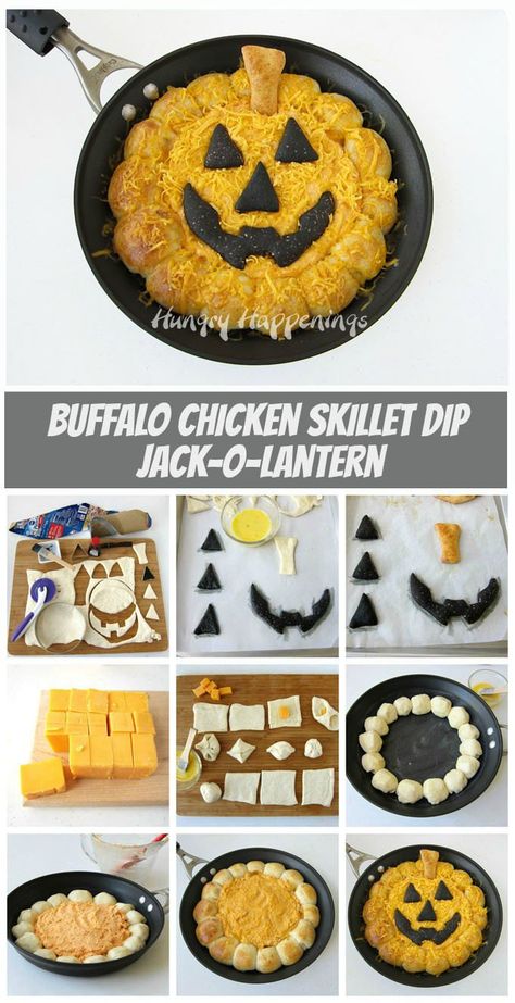 Buffalo Chicken Skillet, Skillet Dip, Buffalo Chicken Sauce, Food Decorating, Halloween Foods, Block Of Cheese, Chicken Skillet, Kitchen Fun, Halloween Appetizers