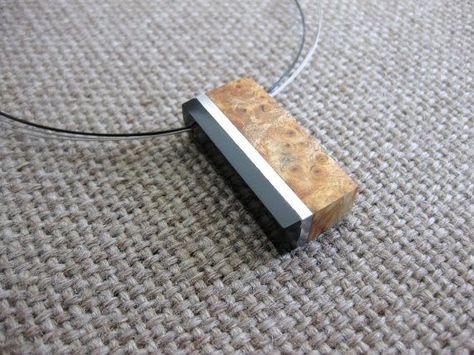 exotic wood pendant | Exotic burl wood, buffalo horn and aluminum necklace, abstract pendant ... Wood Jewelry Diy, Wooden Jewelery, Wood Jewelery, Abstract Pendant, Wood Resin Jewelry, Art Necklace, Bone Jewelry, Wooden Accessories, Art Necklaces