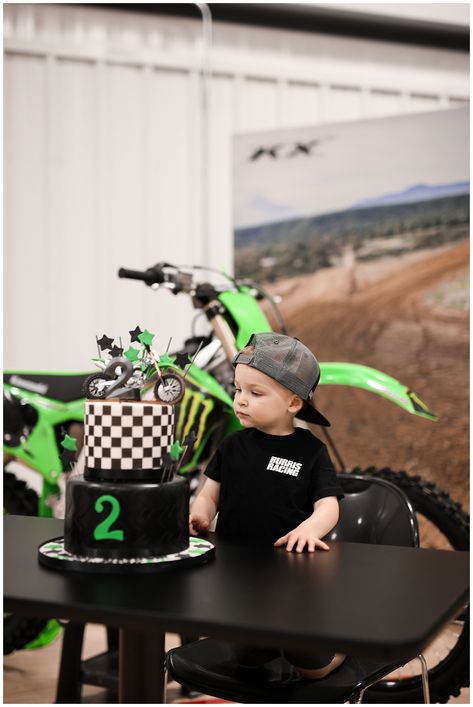 Maverick’s MoTWOcross Birthday Motocross Birthday Theme, Kawasaki Birthday Party, Motorcross Party Ideas, Two Fast Birthday Dirt Bike, 2 Fast Birthday Party Dirtbike, Motor Cross Birthday Party Ideas, Dirt Bike Birthday Theme, Motorbike Themed Birthday Party, Dirtbike Birthday Party Ideas