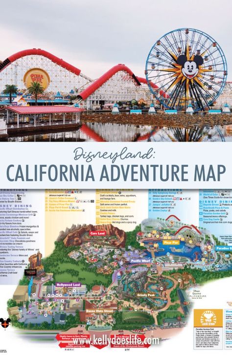 California Adventure Map - Updated January 2020! California Adventure Map, Disneyland And California Adventure, Disneyland Trip Planning, Disneyland Vacation Planning, Disneyland Map, Disney Trip Surprise, Pixar Pier, Universal Trip, Disneyland Secrets