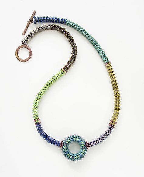 Kandinsky Circle Necklace by Sheila Fernekes (Beaded Necklace) Kandinsky Circle, Contemporary Jewellery Necklace, Homemade Necklaces, Kumihimo Jewelry, Unusual Necklace, Diy Jewelry Necklace, Woven Necklace, Colorful Necklace, Beaded Necklace Designs