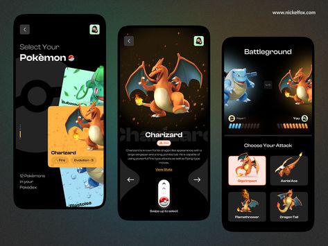 Pokedex App, Pokemon App, Pokemon Website, Mobile App Games, Android Design, Ui Ux App, Mobile App Design Inspiration, Game Interface, Game Ui Design