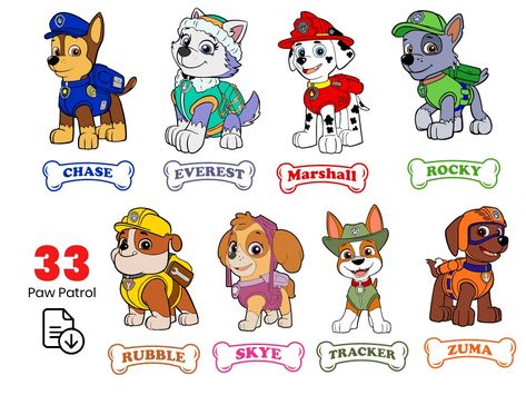 Paw Patrol Svg, Paw Patrol Clipart, Paw Patrol Stickers, Mermaid Vector, Zuma Paw Patrol, Psi Patrol, Fall Classroom Decorations, Paw Patrol Characters, Paw Patrol Birthday Party