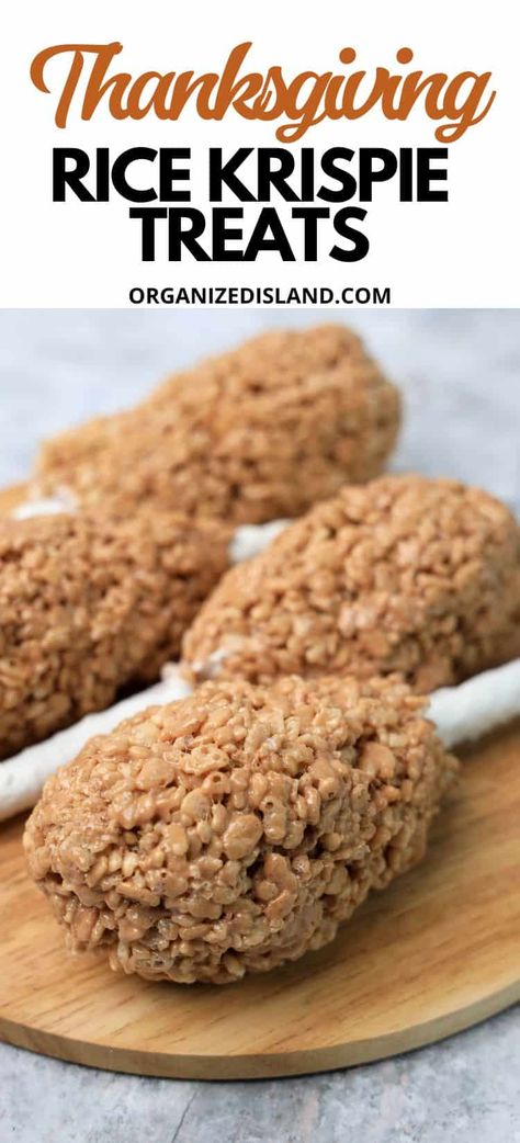 These Rice Krispie Drumsticks are the cutest Thanksgiving rice Krispie treats ever. The perfect Thanksgiving dessert that is super easy to make. Turkey Drumstick Rice Krispie, Rice Krispie Drumsticks, Rice Crispy Turkey Leg Treats, Turkey Leg Rice Krispie Treats Recipe, Rice Krispy Turkey Legs Recipe, Thanksgiving Rice Krispie Treats, Thanksgiving Rice, Rice Krispie Turkey, Reese’s Stuffed Rice Krispie Treats