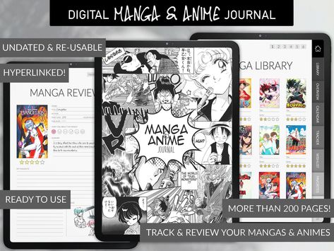 Digital Manga & Anime Journal | Comics, Anime Library | Manga Tracker, Wishlist | iPad, GoodNotes, Notability | Digital Notebook, Japanese Anime Notebook Cover Goodnotes, Manga Tracker, Library Anime, Anime Library, Manga Library, Ipad Goodnotes, Comics Anime, Anime Journal, Anime Reviews