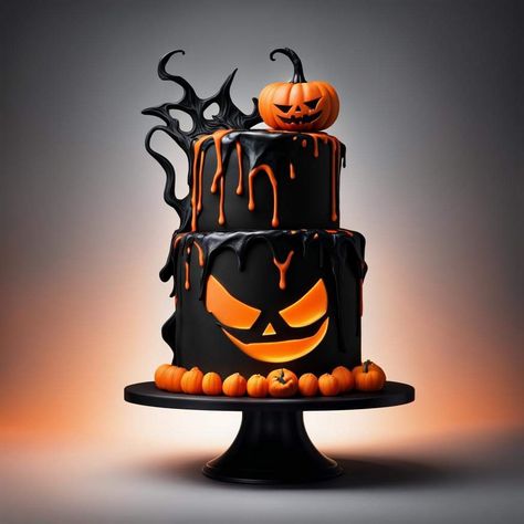 Tort Halloween, Haloween Cakes, Halloween Bakery, Jack O Lantern Cake, Cute Halloween Cakes, Pasteles Halloween, Scary Cakes, Spooky Cake, Bolo Halloween