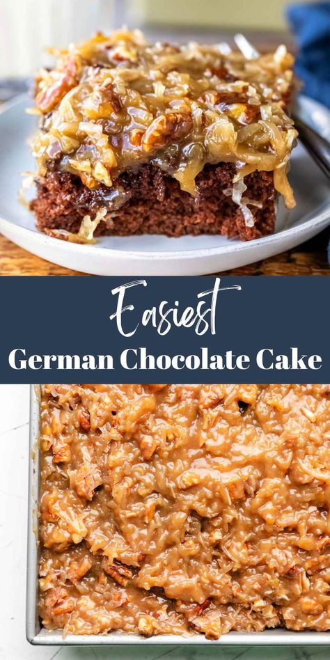 Southern Living Chocolate Cake, Sheet Pan German Chocolate Cake, Bakers Chocolate German Chocolate Cake, German Chocolate Cake Recipe 9x13, German Chocolate Cake 9x13, Simple Sheet Cake Recipes, Taste Of Home German Chocolate Cake, German Chocolate Cake Sheet Cake, German Chocolate Cake Bars