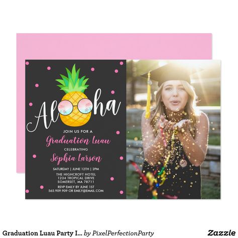 Graduation Pool Party, Luau Party Invitations, Grad Party Invitations, Tropical Invitations, Pineapple Birthday, Pineapple Parties, Pool Party Invitations, Hawaiian Party, Hawaiian Luau