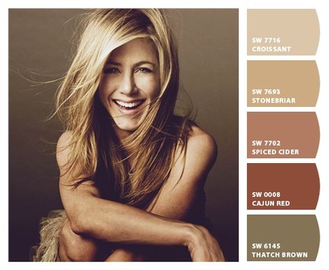 Paint colors from Chip It! by Sherwin-Williams Jenifer Aniston, Jen Aniston, Hair Icon, January 2023, Girl Crushes, Famous Faces, Woman Crush, Jennifer Aniston, Miley Cyrus