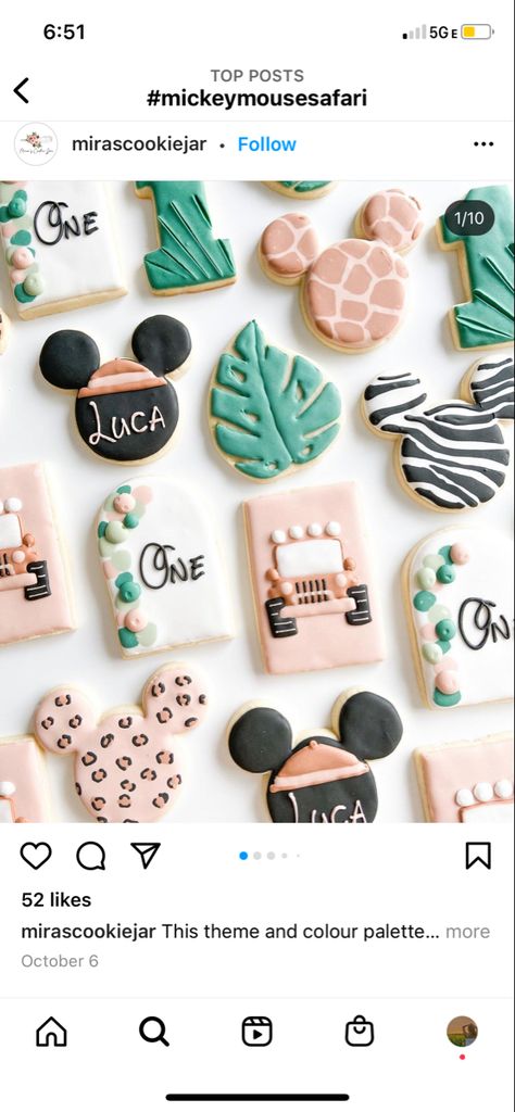 Mickey Safari Cookies Decorated, Mickey Mouse Safari Cookies, Mickey Safari Cookies, Mickey Cookies, Mickey Baby Showers, Boho Safari, Safari Cookies, Mickey Mouse Cookies, Minnie Birthday Party