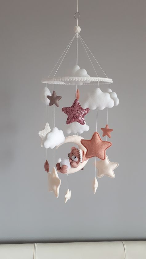 Crib Decoration Ideas, Felt Woodland Animals, Boy And Girl Nursery, Felt Mobiles, Mobile For Baby, Felt Woodland, Crib Mobiles, Room Decor Handmade, Baby Mobil