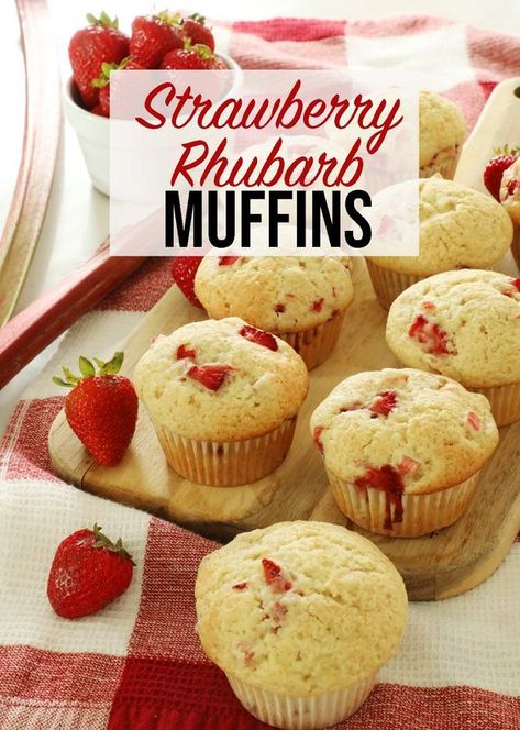 Strawberry rhubarb muffins are the perfect summer breakfast. Sweet strawberries are paired with tart rhubarb for an unexpected pop of flavor! Strawberry Rhubarb Muffins, Apple Cinnamon Muffins Recipe, Raspberry Muffin Recipes, Basic Muffin Recipe, Lemon Raspberry Muffins, Rhubarb Muffins, Peach Muffins, French Toast Muffins, Cranberry Orange Muffins