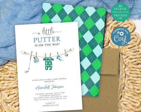 Editable Golf Baby Shower Invitation Set, Let's Par-tee Baby Shower Invite Bundle, Tee Time Baby Shower Invite Pack, Gender Neutral, BS239 - Etsy Golf Baby Showers, Golf Invitation, Golf Baby, Par Tee, Sprinkle Shower, Sprinkle Baby Shower, Golf Theme, Invitation Kits, Baby Shower Welcome Sign