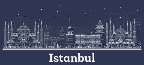 Turkey City, White Building, Istanbul Turkey, City Skyline, Vector Art, Istanbul, Clip Art, Building, White