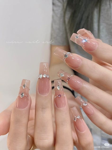 Gel Nails French, Pretty Nail Colors, Wow Nails, Hello Nails, Studded Nails, Blush Nails, Pretty Gel Nails, Soft Nails, Jelly Nails