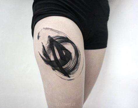 Blackwork Brush Stroke Tattoos by Lee Stewart Instagram Amsterdam, Brush Tattoo, Tattoo Themes, Tattoo Forearm, New Tattoo Designs, Geometric Tattoos, Arm Band Tattoo, Trash Polka, Painting Tattoo