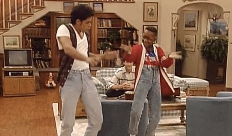 Remember when Steve Urkel got strutting lessons from Uncle Jesse? Uncle Jessie, Jesse From Full House, Jaleel White, Stephanie Tanner, Steve Urkel, Friday Dance, Eva Larue, Uncle Jesse, 90s Sitcoms