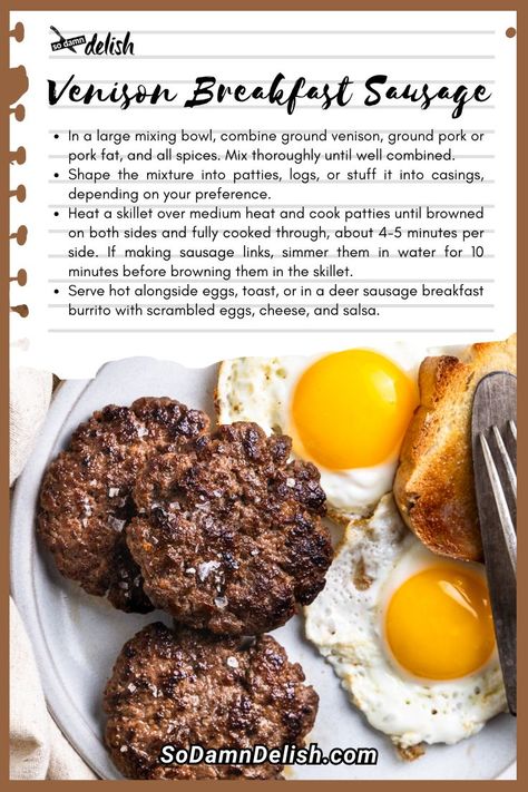 Venison Breakfast Sausage How To Make Venison Breakfast Sausage, Elk Breakfast Sausage Recipes, Venison Breakfast Sausage Recipe, Venison Breakfast Sausage, Venison Tenderloin Recipes, Venison Meals, Breakfast Meats, Venison Sausage, Venison Tenderloin