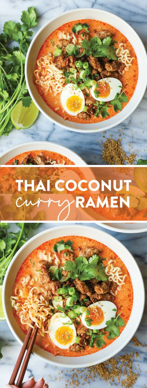 Coconut Curry Ramen, Coconut Broth, Thai Coconut Curry, Curry Ramen, Curry Coconut, Thai Coconut, Ramen Recipes, Soft Boiled Eggs, Coconut Curry