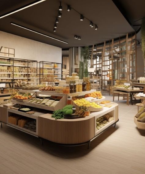 Modern Grocery Store Design, Luxury Grocery Store, French Style Interior Design, Grocery Design, Retail Store Layout, Organic Supermarket, Bio Products, Vegetable Shop, Grocery Store Design