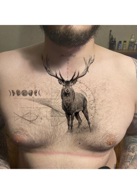 Stag Tattoo Men, Elk Tattoo Men, Deer Tattoo For Men, Deer Tattoo Men, Stag Tattoo Design, Buck Tattoo, Finger Tattoos Words, Elk Tattoo, Deer Tattoo Designs