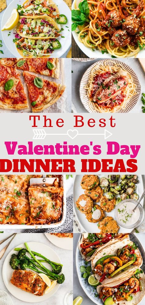 Valentine's Dinner Ideas to impress your sweetheart! If you’re planning a night in with your sweetie or making dinner for the kids, these delicious dishes will make your meal just as special as if you had gone out. We've got romantic Italian meals, special seafood options, flavorful Mexican meal ideas and other cozy favorites, like breakfast for dinner. Great ideas just for him or even for the whole family! Some healthy options too! #valentines #datenight #valentinesdinner #dinnerideas #recipes Mexican Meal Ideas, Dinner Ideas To Impress, Family Valentines Dinner, Valentines Food Dinner, Valentine's Dinner, Italian Meals, Romantic Italian, Making Dinner, Romantic Meals