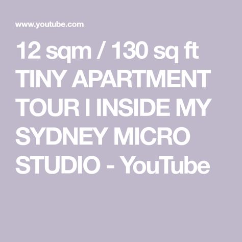 12 sqm / 130 sq ft TINY APARTMENT TOUR l INSIDE MY SYDNEY MICRO STUDIO - YouTube 130 Sq Ft Bedroom, Micro Studio, Studio Condo, Studio Apartment Design, Bedroom Studio, Micro Apartment, Tiny Studio, Apartment Tour, Tiny Apartment