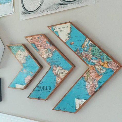 Diy Map, Koti Diy, Arrow Wall Art, Diy Wand, Easy Home Decor, Teen Room, Cheap Home Decor, Home Decor Tips, Diy Wall Art