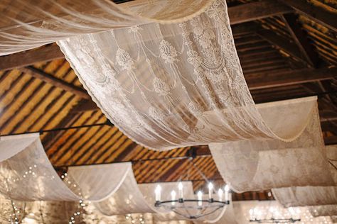 Vintage wedding decor captured by Lauren Rutherford Backyard Canopy, Wedding Canopy, Bridal Musings, Vintage Wedding Decorations, Marquee Wedding, Tent Wedding, The Ceiling, Ceiling Decor, Vintage Bridal