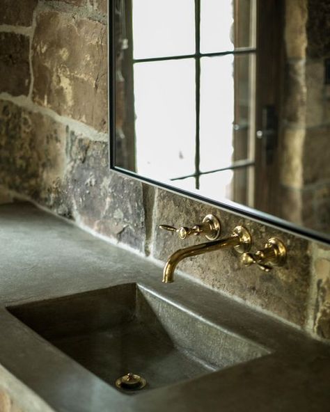 Jake Arnold on Instagram: "Materialism 🤎" Sink Photography, Gray Bathtub, Rustic Bathroom Ideas, Jake Arnold, Interior Brick, Garage Bathroom, Serenity Now, Interior Design Photography, Rustic Bathroom Decor