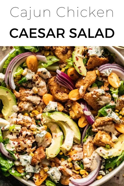 Cajun Chicken Caesar Salad is a quick and easy salad that has a homemade cajun caesar dressing that makes this salad delicious! #saladrecipes #easyrecipes #chickenrecipes Cajun Chicken Salad, Chicken Caesar Salad Recipe, Quick Side Dish, Delicious Chicken Salad, Quick Side Dishes, Caesar Salad Dressing, Chicken Caesar, Chicken Caesar Salad, Easy Salad