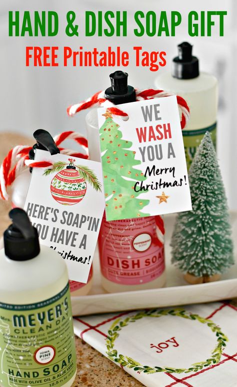 DIY Hostess Gift (Holiday Soaps with Free Printable Tags) | Hip2Save Christmas Soap Gift, Diy Hostess Gifts, Diy Gifts For Christmas, Hand Soap Gift, Christmas Neighbor, Holiday Soap, Holiday Hostess Gifts, Neighbor Christmas Gifts, Christmas Soap