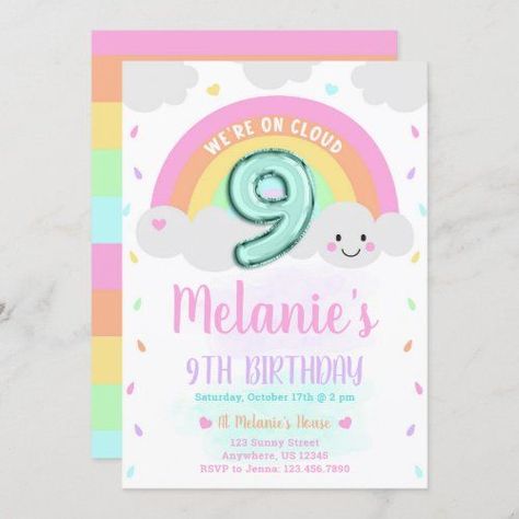 $ 2.8 | Cloud 9 Birthday Invitation #kids birthday, girl birthday, rainbow invitation, rainbow birthday, rainbow invite, cloud 9, cloud nine, on cloud 9, 9th birthday, on cloud nine 9th Birthday Girl Ideas Cloud 9, Cloud 9 Birthday Party Invitation, Cloud 9 Birthday Invitation, On Cloud Nine Birthday Party, On Cloud 9 Birthday Party, 9th Birthday Girl Ideas, Cloud 9 Birthday Party Ideas, Cloud 9 Birthday, Rainbow Invitation