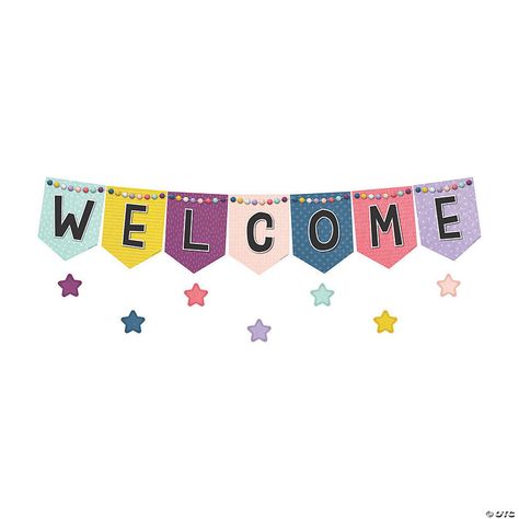 Oh Happy Day Welcome Sign - 60 Pc. | Oriental Trading Welcome To Class, Calm Colors, Welcome Message, Teacher Created Resources, Oh Happy Day, Welcome Banner, Descriptive Writing, You're Amazing, Cute Fonts