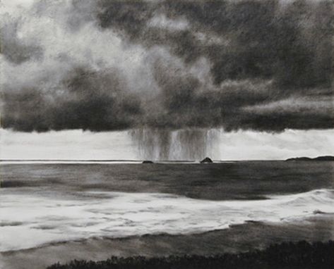 Charcoal Radiance in April Gornik's Landscape Drawings | Artists Network April Gornik, Drawing Rain, Forest Drawing, Painting Landscapes, Dark Landscape, Art Charcoal, Charcoal Sketch, Caran D'ache, Charcoal Art