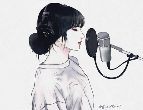 Girl Singing Drawing, Singing Sketch, Singing Drawing, Improve Your Drawing Skills, Improve Your Drawing, Pencil Drawings Of Girls, Pencil Drawings For Beginners, Gfriend Yuju, Cartoon As Anime