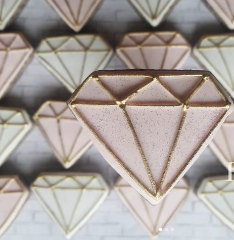 Diamond Cookies, Bridgerton Theme, Diamond Birthday, Wedding Cookie, Wedding Showers, Cookie Ideas, Wedding Cookies, 60th Birthday, Theme Party