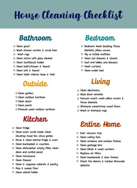 House Cleaner Checklist, Weekly House Cleaning Schedule, Cleaning Schedule Checklist, House Cleaning Checklist Printable, Weekly House Cleaning, Monthly Cleaning Checklist, House Cleaning Schedule, Room List, Daily Cleaning Checklist