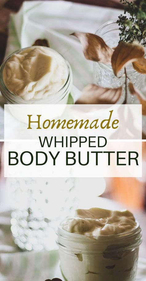 Click now to get the recipe the for this all natural and homemade whipped body butter. Its made with shea butter, cocoa butter, coconut oil, almond oil, and essential oils. Whipped Body Butter Recipe, Body Butter Recipe, Herbal Academy, Botanics Skin Care, Homemade Body Butter, Diy Body Butter, Herbal Skin Care, Body Butters Recipe, Natural Beauty Recipes